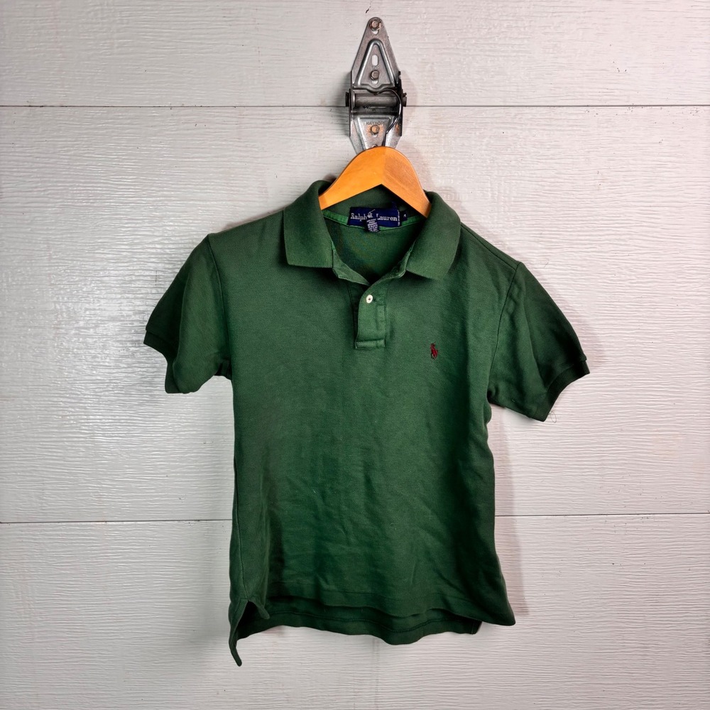 Vintage Ralph Lauren Green Polo Red Pony 100% Cotton Medium